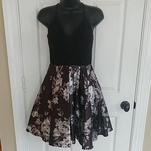 Black floral date night/formal dress with pockets